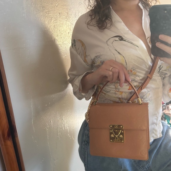 Louis Vuitton Spring Street Bag Peach Painted Vernis Vachetta Crossbody Bag Gold - Picture 15 of 16